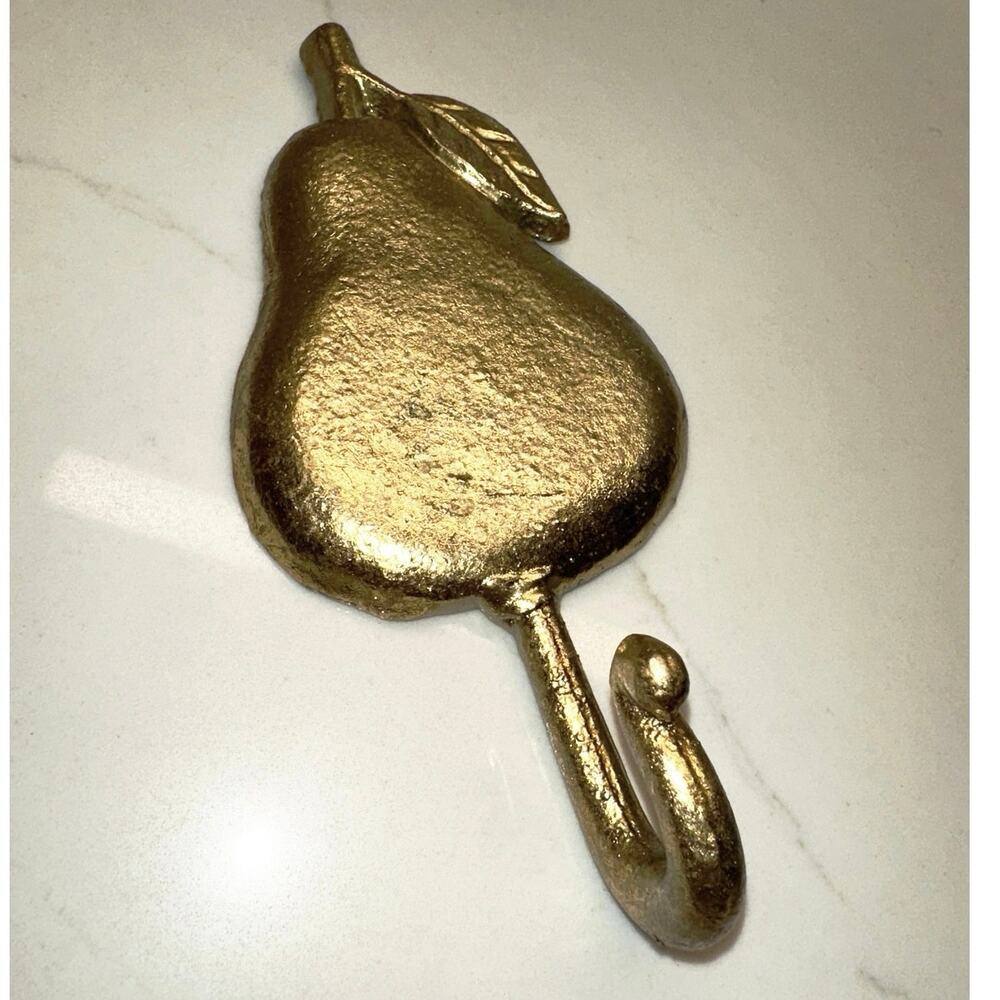 Gold Metal Pear Towel Hook Farmhouse Glam